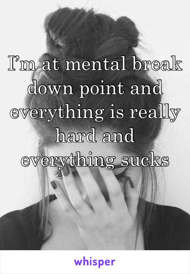 I’m at mental break down point and everything is really hard and everything sucks