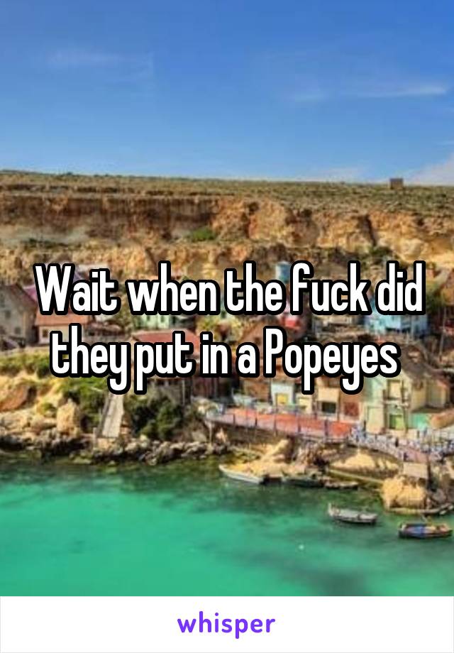 Wait when the fuck did they put in a Popeyes 