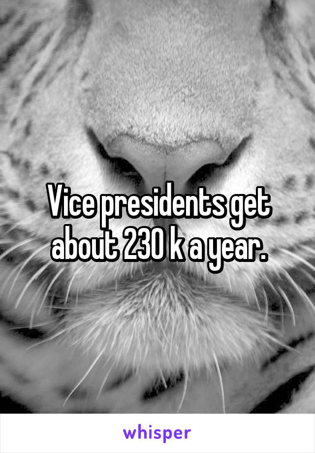 Vice presidents get about 230 k a year.