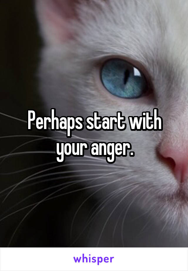 Perhaps start with your anger.