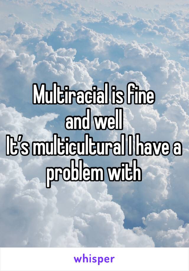 Multiracial is fine and well 
It’s multicultural I have a problem with