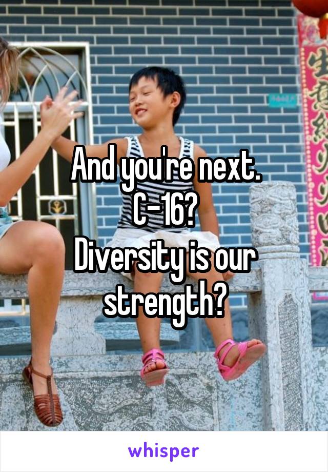 And you're next.
C-16?
Diversity is our strength?