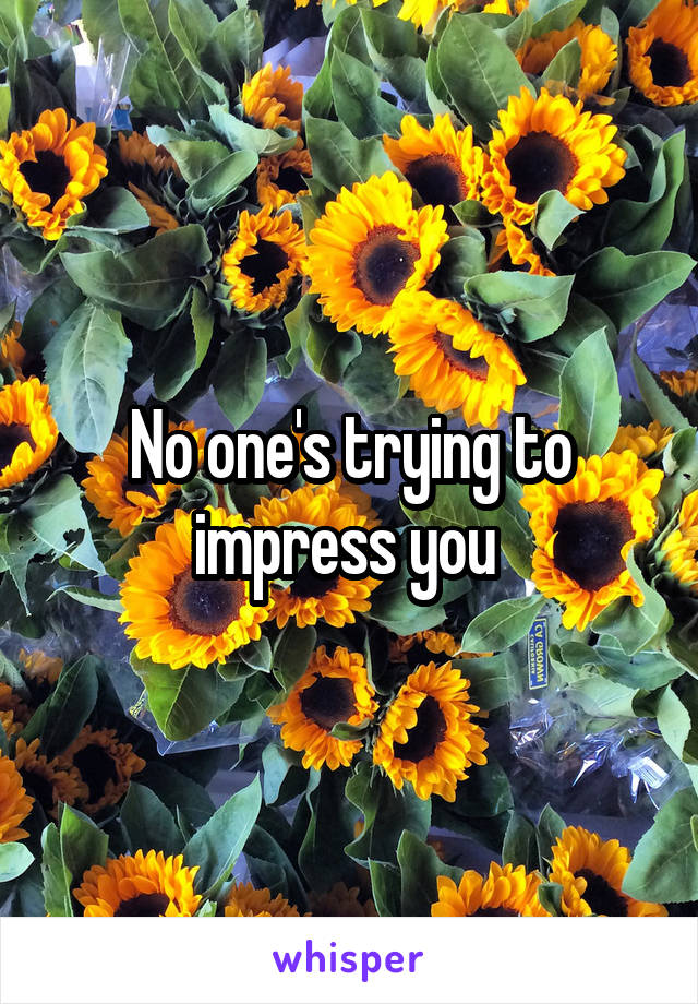 No one's trying to impress you 