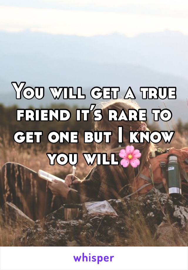 You will get a true friend it’s rare to get one but I know you will🌸