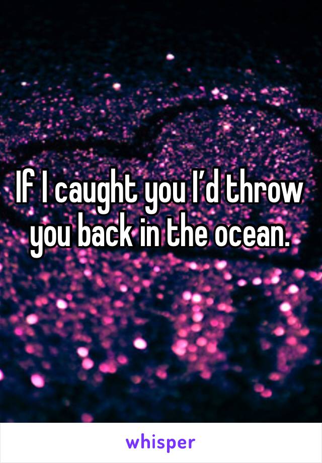 If I caught you I’d throw you back in the ocean. 