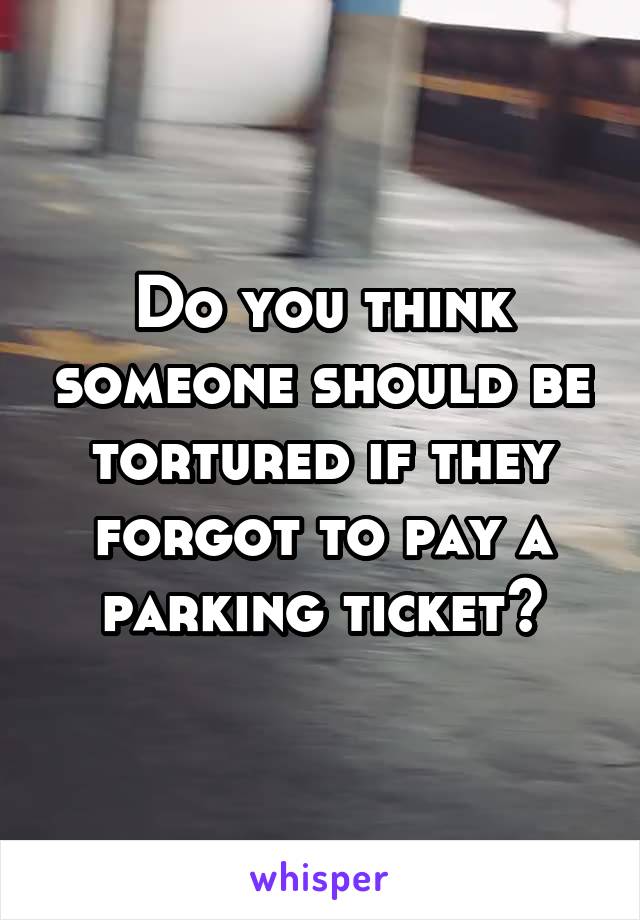 Do you think someone should be tortured if they forgot to pay a parking ticket?