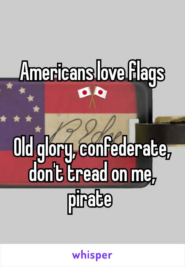Americans love flags 🎌

Old glory, confederate, don't tread on me, pirate 