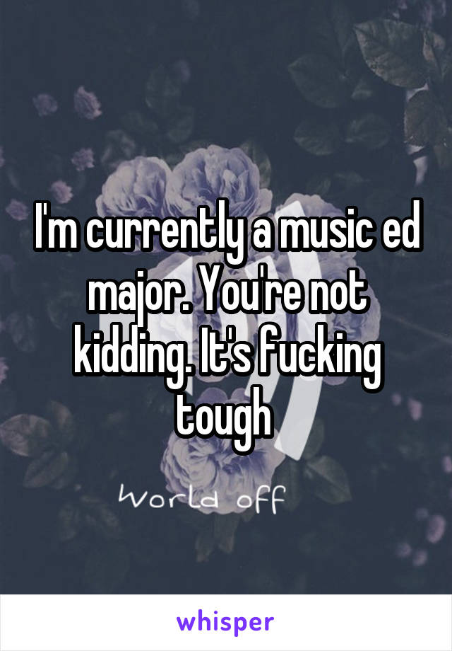 I'm currently a music ed major. You're not kidding. It's fucking tough 