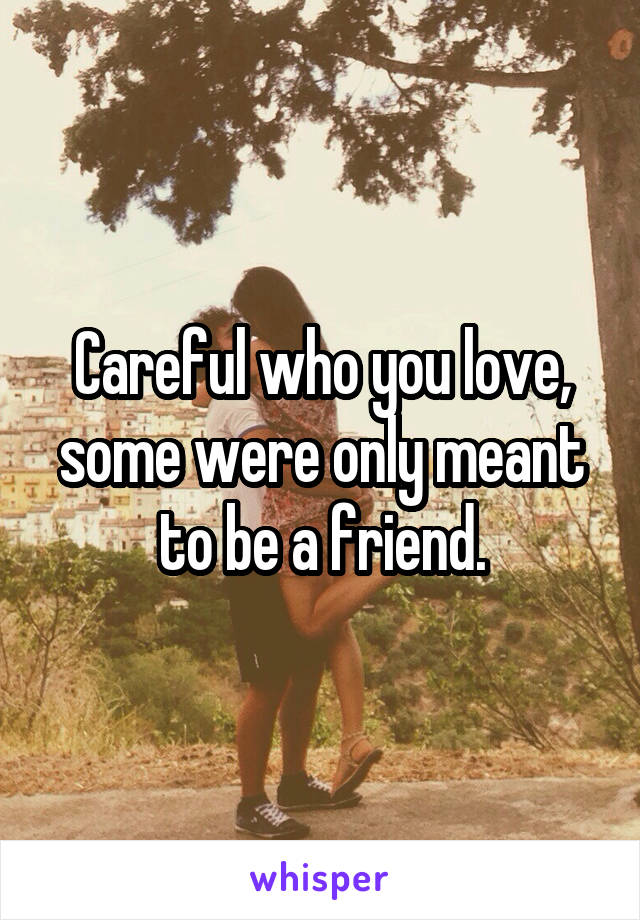 Careful who you love, some were only meant to be a friend.