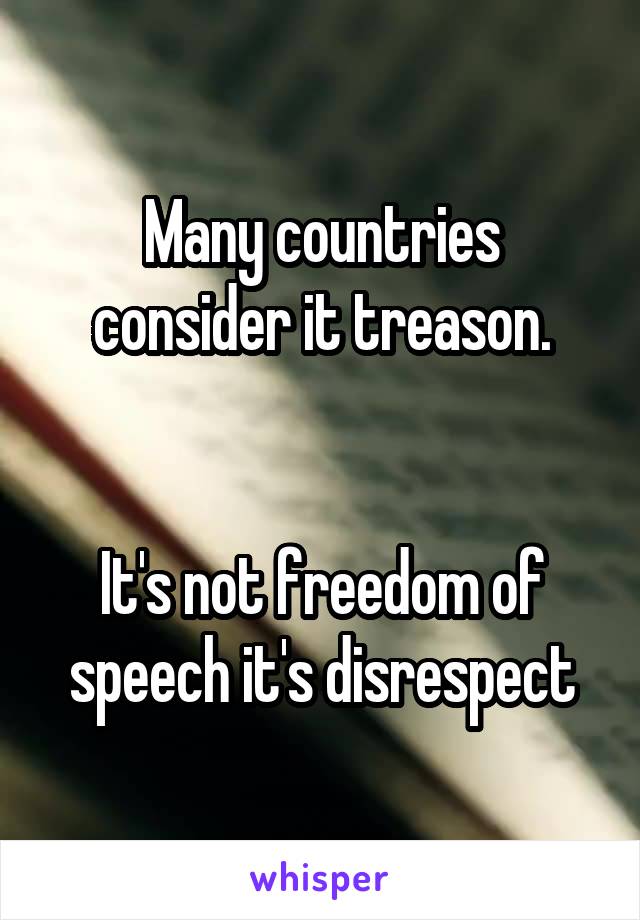 Many countries consider it treason.


It's not freedom of speech it's disrespect