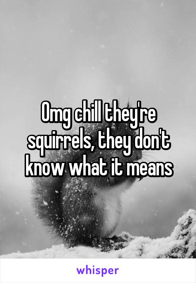 Omg chill they're squirrels, they don't know what it means