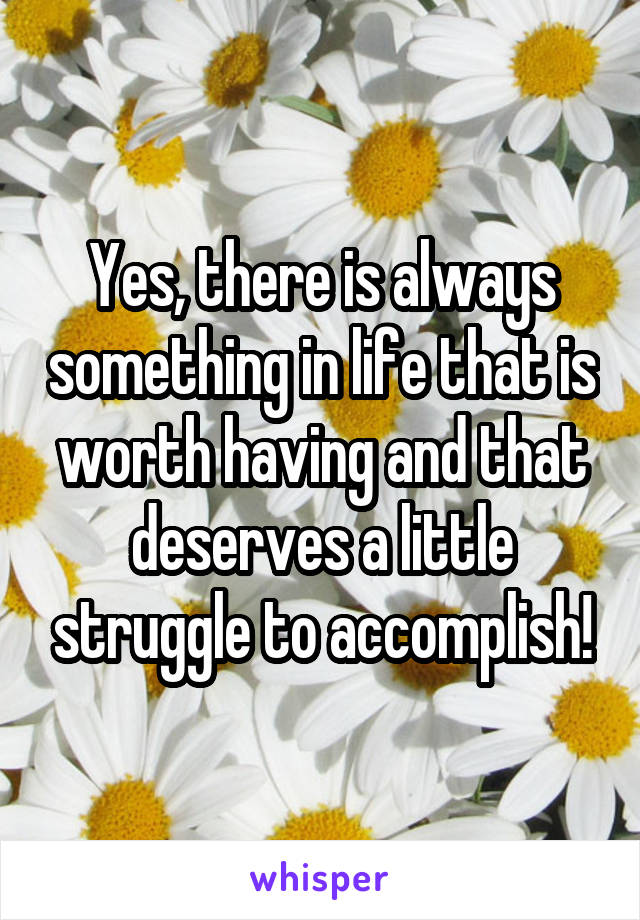 Yes, there is always something in life that is worth having and that deserves a little struggle to accomplish!