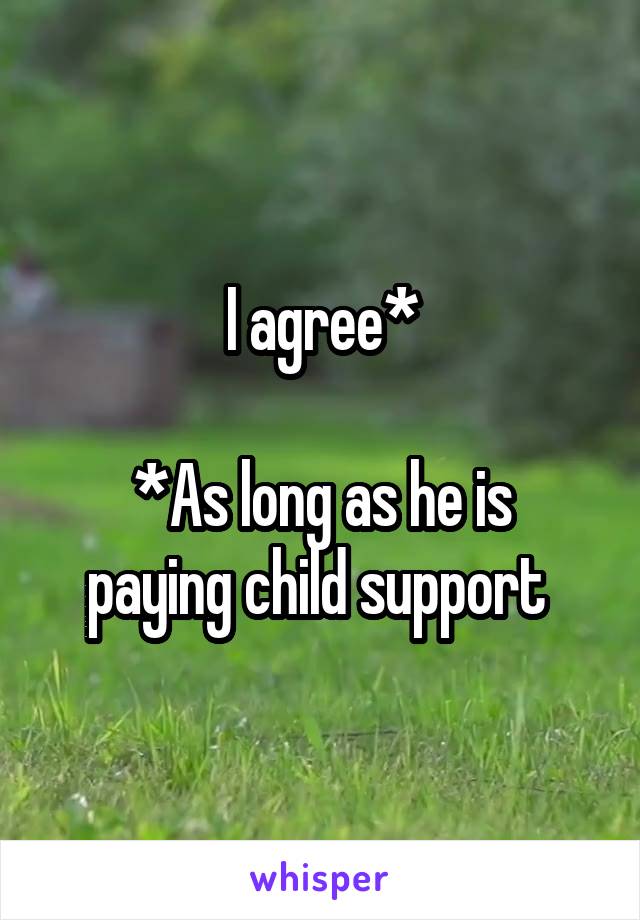 I agree*

*As long as he is paying child support 