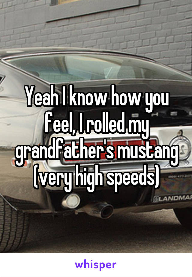 Yeah I know how you feel, I rolled my grandfather's mustang (very high speeds)