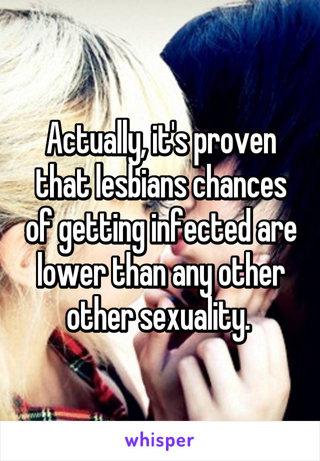 Actually, it's proven that lesbians chances of getting infected are lower than any other other sexuality. 