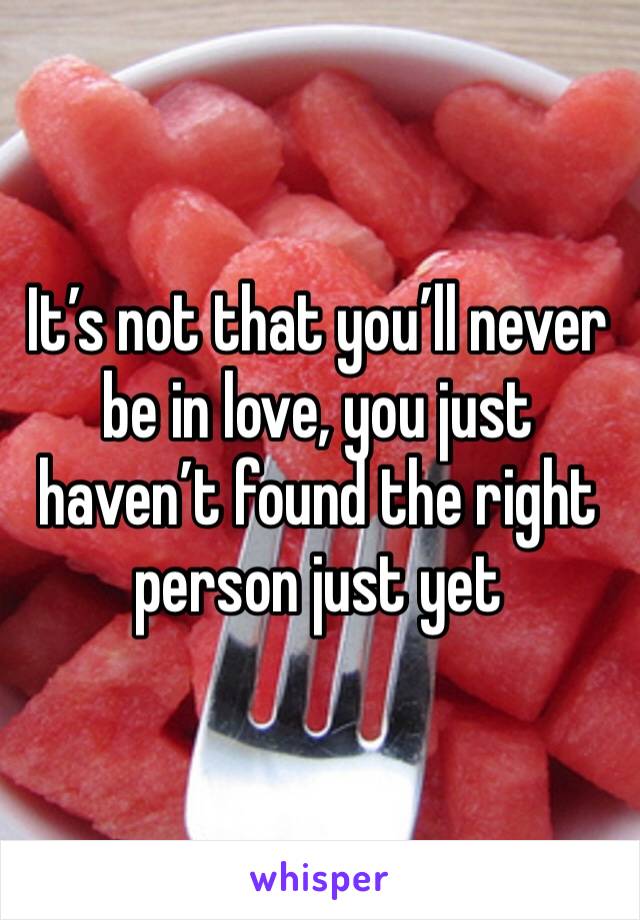 It’s not that you’ll never be in love, you just haven’t found the right person just yet