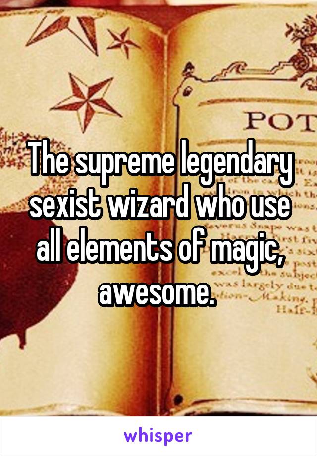 The supreme legendary sexist wizard who use all elements of magic, awesome. 