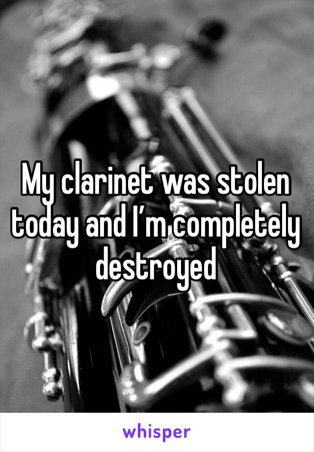 My clarinet was stolen today and I’m completely destroyed