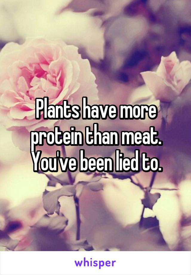 Plants have more protein than meat. You've been lied to.