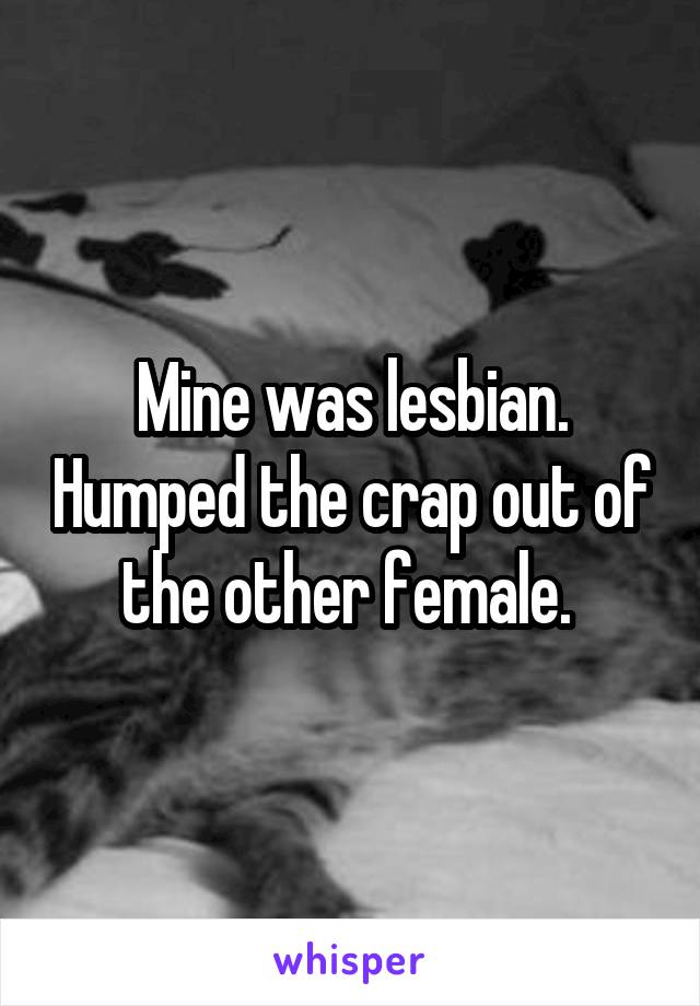 Mine was lesbian. Humped the crap out of the other female. 