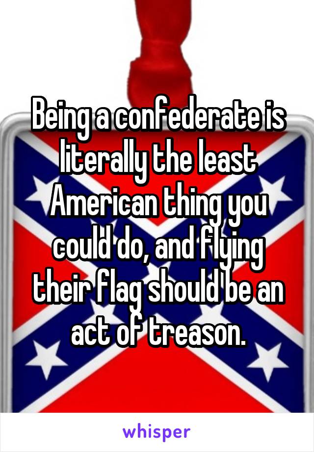 Being a confederate is literally the least American thing you could do, and flying their flag should be an act of treason.