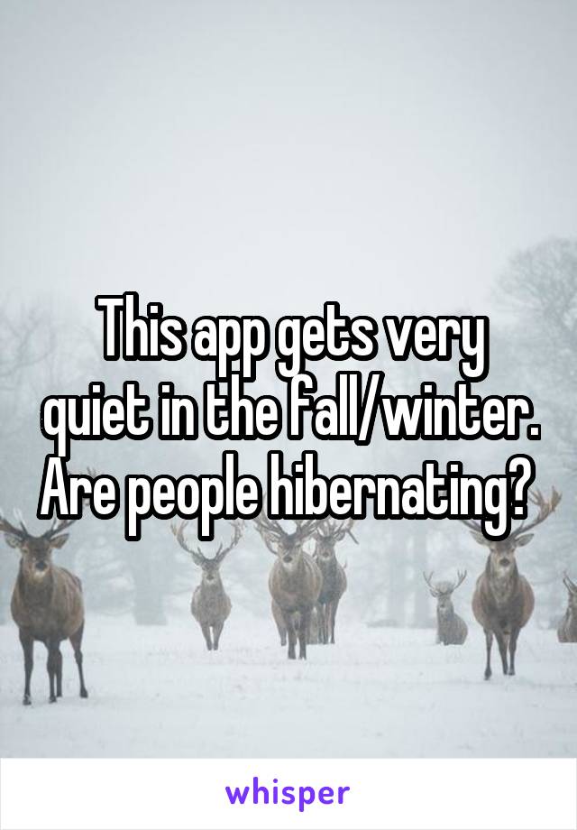 This app gets very quiet in the fall/winter. Are people hibernating? 