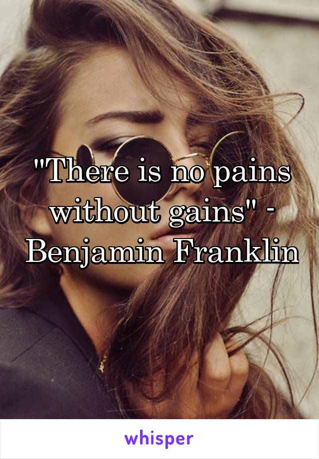 "There is no pains without gains" - Benjamin Franklin 