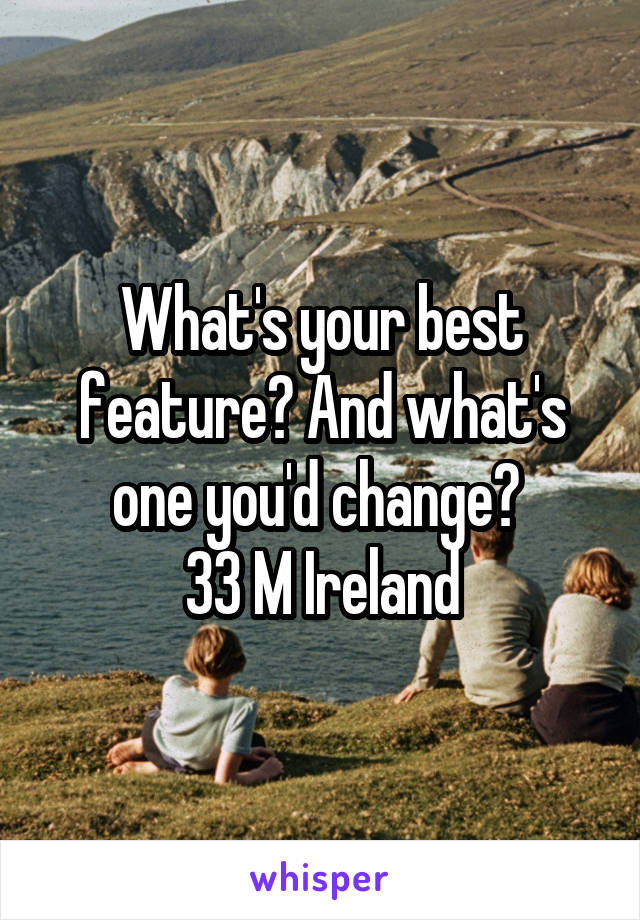 What's your best feature? And what's one you'd change? 
33 M Ireland