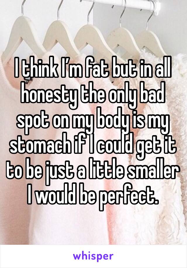 I think I’m fat but in all honesty the only bad spot on my body is my stomach if I could get it to be just a little smaller I would be perfect.