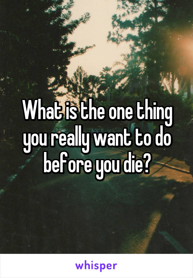 What is the one thing you really want to do before you die?