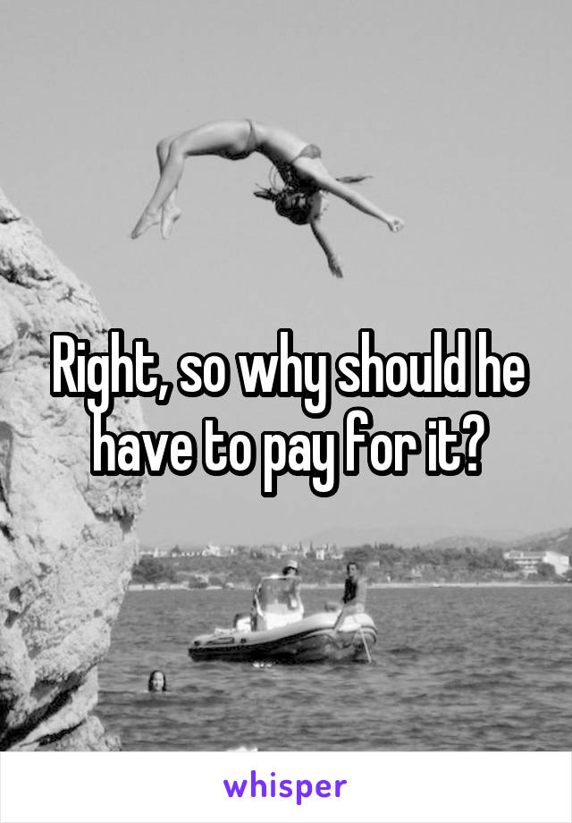Right, so why should he have to pay for it?