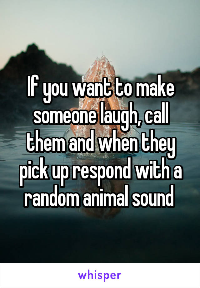 If you want to make someone laugh, call them and when they pick up respond with a random animal sound 