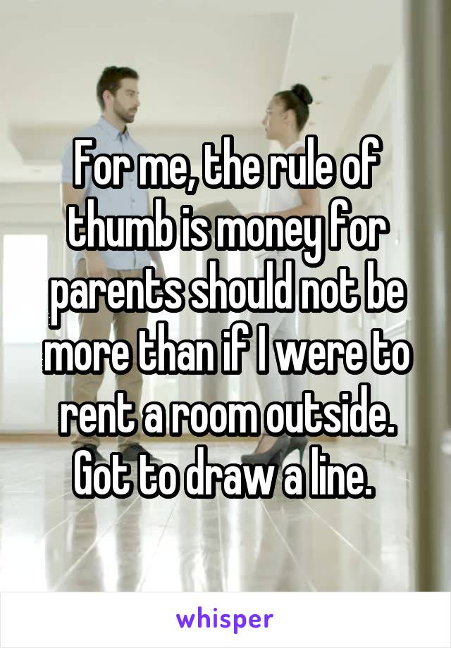 For me, the rule of thumb is money for parents should not be more than if I were to rent a room outside. Got to draw a line. 