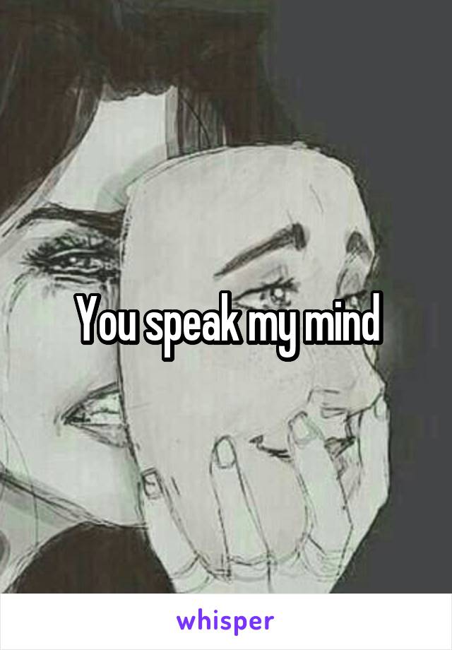 You speak my mind