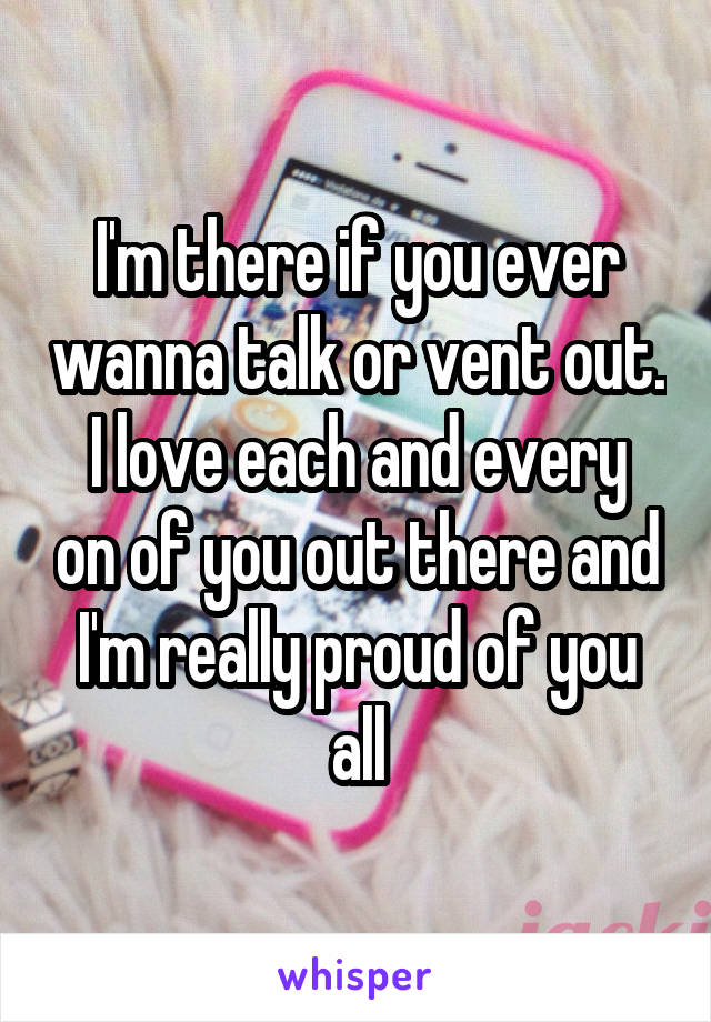 I'm there if you ever wanna talk or vent out.
I love each and every on of you out there and I'm really proud of you all