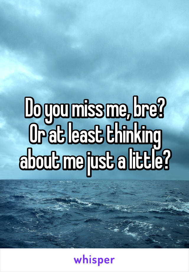 Do you miss me, bre?
Or at least thinking about me just a little?