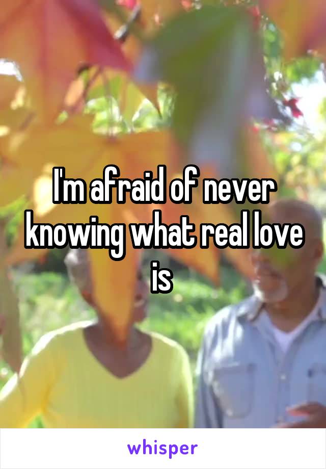 I'm afraid of never knowing what real love is 