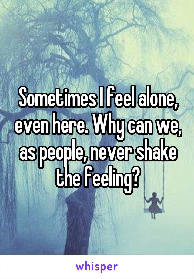 Sometimes I feel alone, even here. Why can we, as people, never shake the feeling?