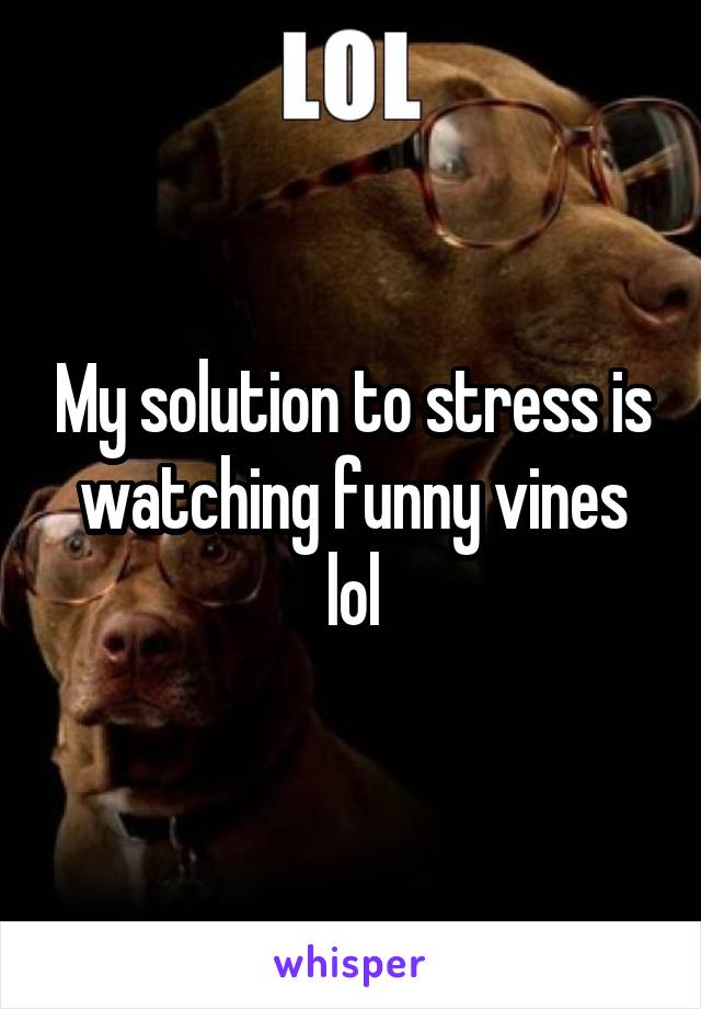 My solution to stress is watching funny vines lol