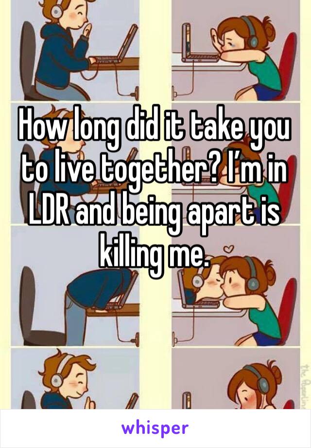 How long did it take you to live together? I’m in LDR and being apart is killing me. 