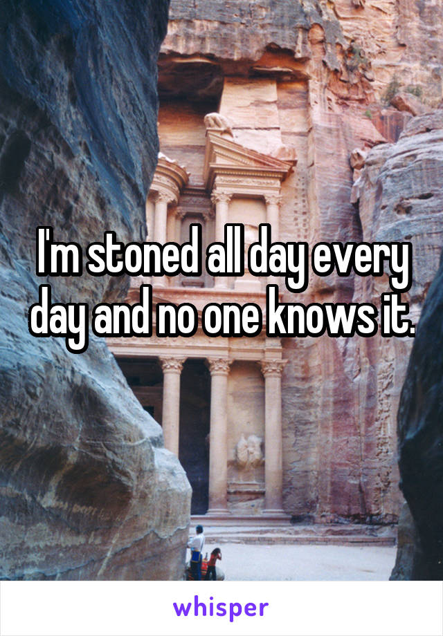 I'm stoned all day every day and no one knows it. 