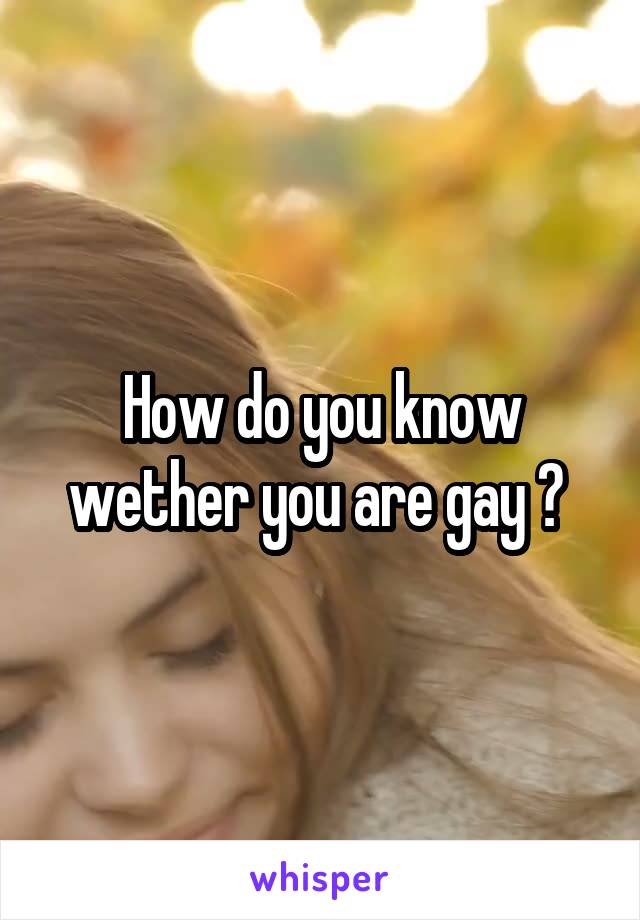 How do you know wether you are gay ? 