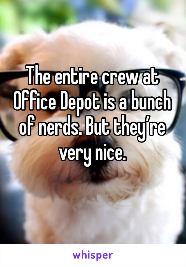 The entire crew at Office Depot is a bunch of nerds. But they’re very nice.