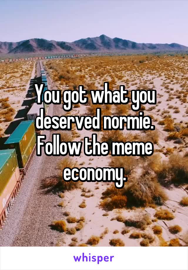 You got what you deserved normie. Follow the meme economy.