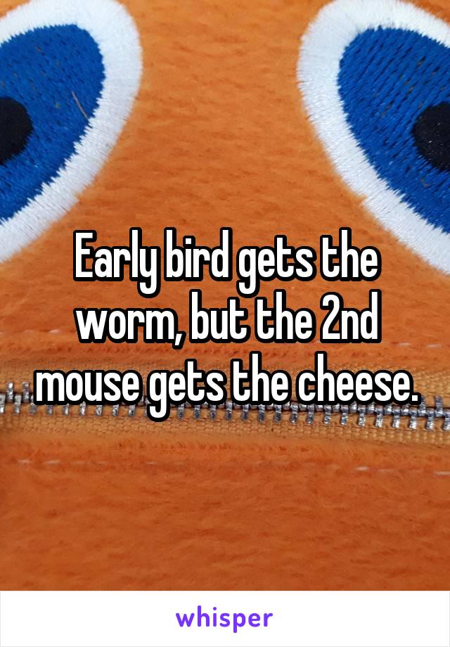 Early bird gets the worm, but the 2nd mouse gets the cheese.