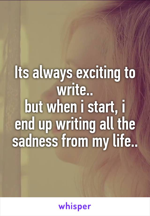 Its always exciting to write..
but when i start, i end up writing all the sadness from my life..