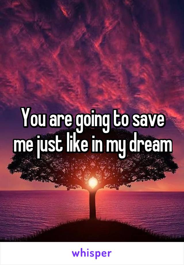 You are going to save me just like in my dream