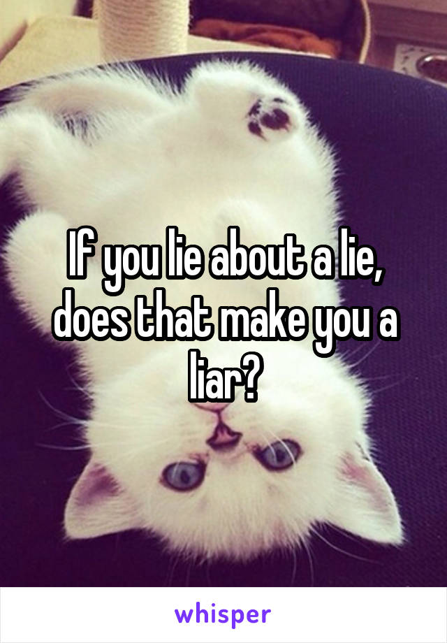 If you lie about a lie, does that make you a liar?