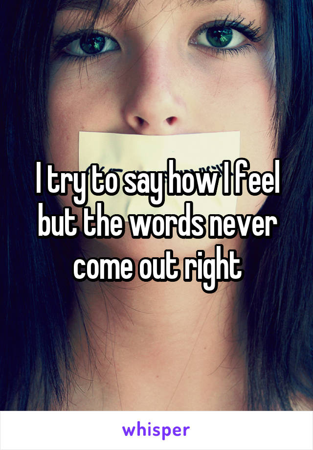 I try to say how I feel but the words never come out right