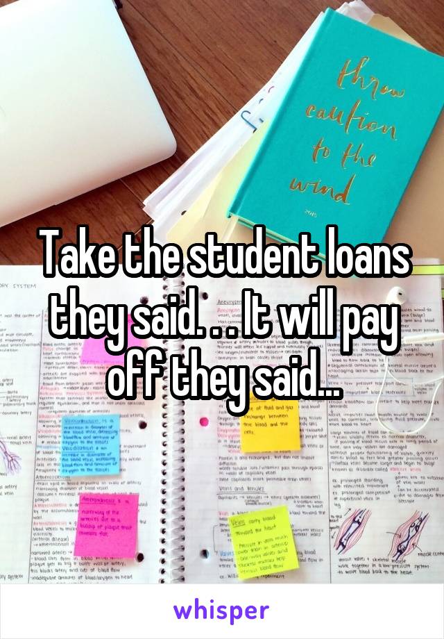 Take the student loans they said. . . It will pay off they said...